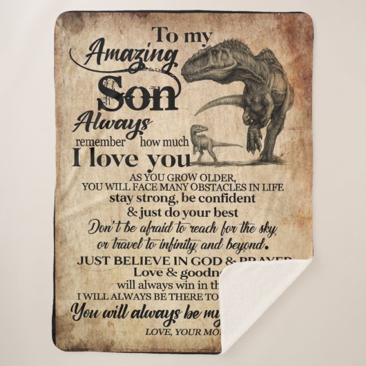 私のパーソナライズされた驚くべき息子への手紙 シェルパブランケット (正面)