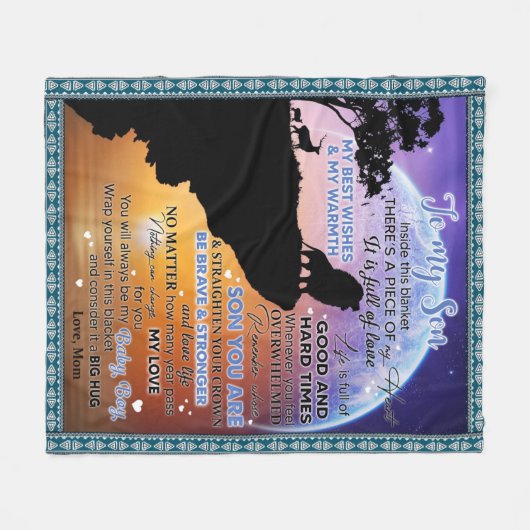 私のパーソナライズされた驚くべき息子への手紙 フリースブランケット (正面(横))