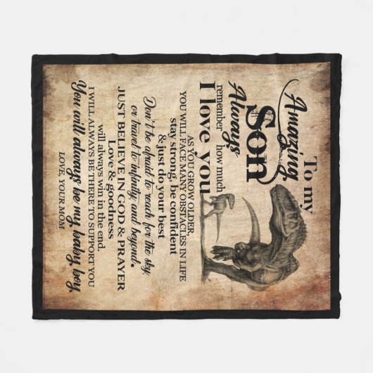 私のパーソナライズされた驚くべき息子への手紙 フリースブランケット (正面(横))