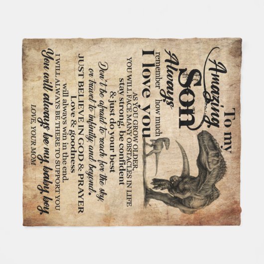 私のパーソナライズされた驚くべき息子への手紙 フリースブランケット (正面(横))