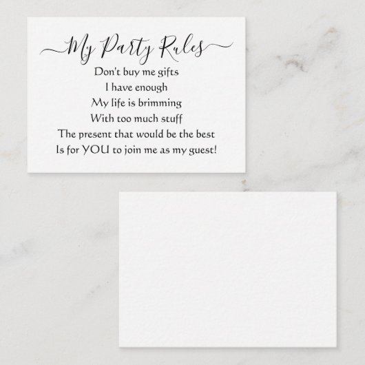 私のパーティーエレガントギフトの詩の囲いカードなし エンクロージャーカード (正面/裏面)