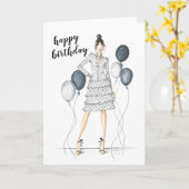 私のパーティーハッピーバースデーファッションカード カード (黄色い花)