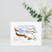 私のパーティー飛行機のテーマの子供に着陸 インビテーションポストカード (スタンド正面)