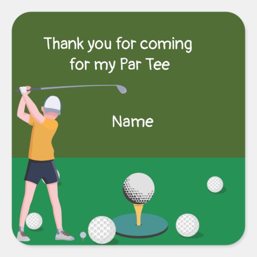 私のパー感謝していティパーティーに対し来てゴルフ スクエアシール (正面)