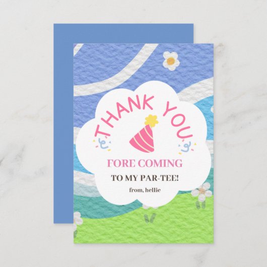 私のパー来ティー子供パーティーに感謝 サンキューカード (正面/裏面)