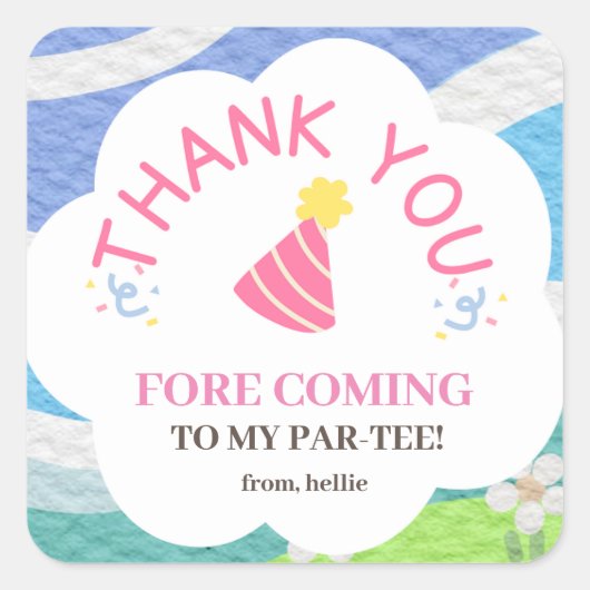 私のパー来ティー子供パーティーに感謝 スクエアシール (正面)