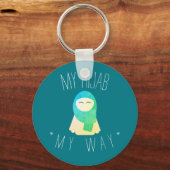 私のヒジャブグリーンキーチェーンムスリムガール キーホルダー (正面)