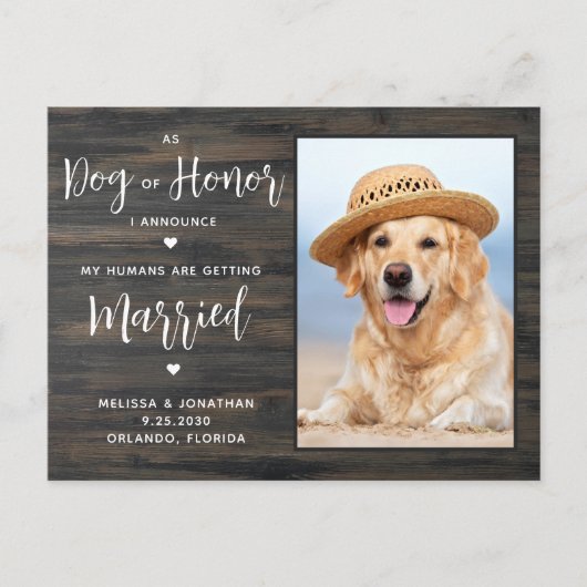 私のヒューマンズが結婚するよ！QRコード付きペットウェディング インビテーションポストカード (正面)