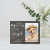 私のヒューマンズが結婚するよ！QRコード付きペットウェディング インビテーションポストカード (スタンド正面)
