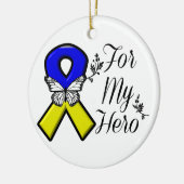 私のヒーローのためのダウン症候群 セラミックオーナメント (左)