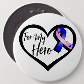私のヒーローのためのピンクとブルーの認識度リボン 缶バッジ (正面&裏面)