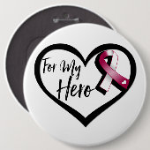 私のヒーローのためのブルゴーニュと白の認識度リボン 缶バッジ (正面&裏面)