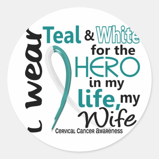 私のヒーローのための子宮頸がん私の妻2 ラウンドシール (正面)