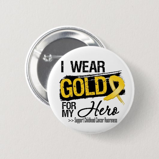 私のヒーローのための小児癌リボン 缶バッジ (正面&裏面)