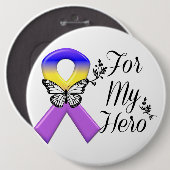私のヒーローのための膀胱がんリボン 缶バッジ (正面&裏面)