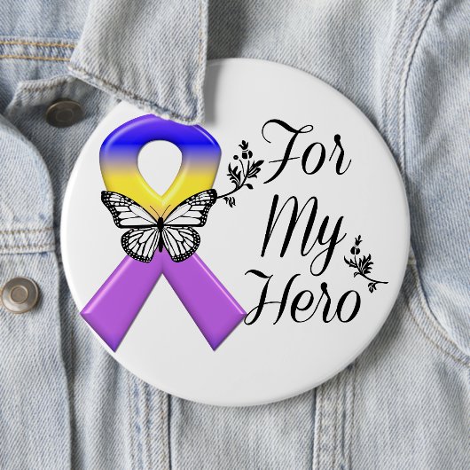 私のヒーローのための膀胱がんリボン 缶バッジ (インサイチュ)