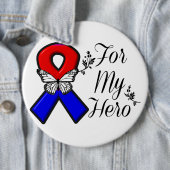 私のヒーローのための赤と青のリボン 缶バッジ (インサイチュ)