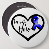私のヒーローのための青い認識度リボン 缶バッジ (正面&裏面)