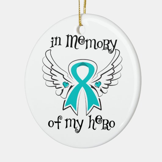 私のヒーローの天使の翼の卵巣癌の記憶で セラミックオーナメント (左)