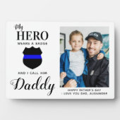 私のヒーローはバッジを着ているパパの父親の日の写真 フォトプラーク (正面)