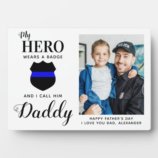 私のヒーローはバッジを着ているパパの父親の日の写真 フォトプラーク (正面)