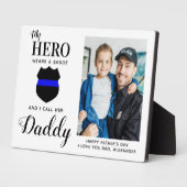私のヒーローはバッジを着ているパパの父親の日の写真 フォトプラーク (側面)