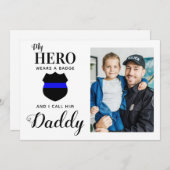 私のヒーローはバッジ警察のパパの父の日写真を着ている シーズンカード (正面/裏面)