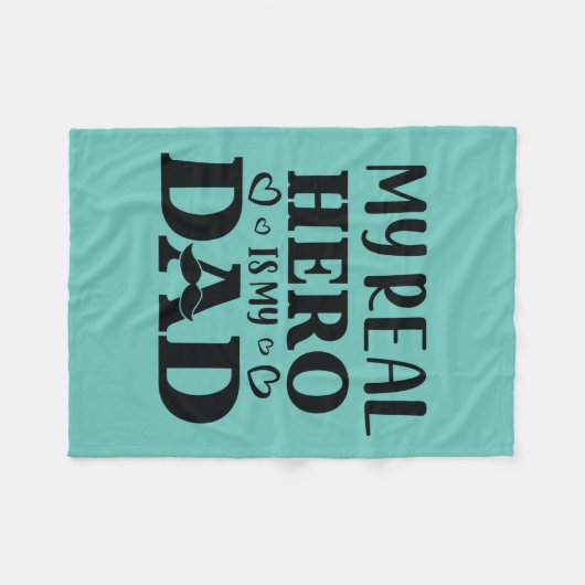 私のヒーローは実在パパギフトが私のヒーローである フリースブランケット (正面(横))