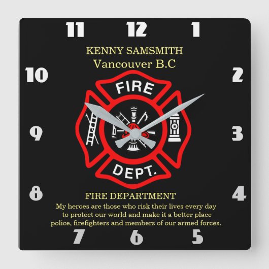 私のヒーローは毎日命を危険にさらす人々だ スクエア壁時計 (正面)