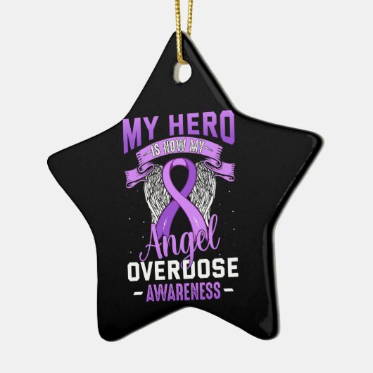 私のヒーローは私のエンジェルオーバードーズ認識度サポート セラミックオーナメント (左)