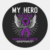 私のヒーローは私の天使である – 膵臓がんアワーン ラウンドシール (正面)