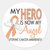 私のヒーローは私の天使の子宮がん ラウンドシール (正面)