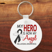 私のヒーローは私の天使の黒色腫である キーホルダー (正面)