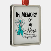 私のヒーローを思い出す卵巣がん メタルオーナメント (右)