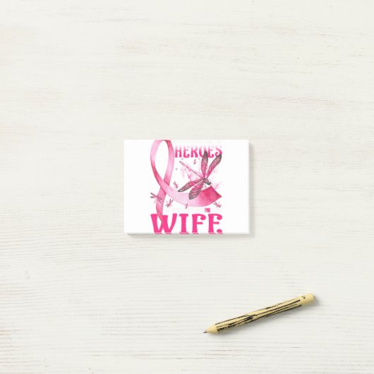 私のヒーロー私の妻の乳がん衣服ピンク ポストイット (デスク上)