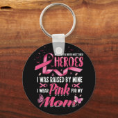 私のヒーロー私の衣服ピンク私の母の乳がん キーホルダー (正面)