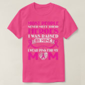 私のヒーロー私の衣服ピンク私の母の乳がんAwa Tシャツ (デザイン正面)