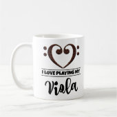 私のビオラを遊ぶヘ音記号のハートI愛 コーヒーマグカップ (左)