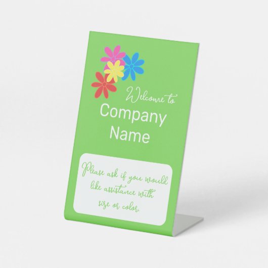 私のビジネスの明るい緑色の色のカスタム 台座サイン (正面)