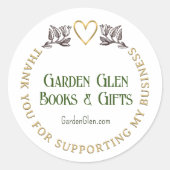 私のビジネスの花ハートをサポートしてくれてありがとう ラウンドシール (正面)