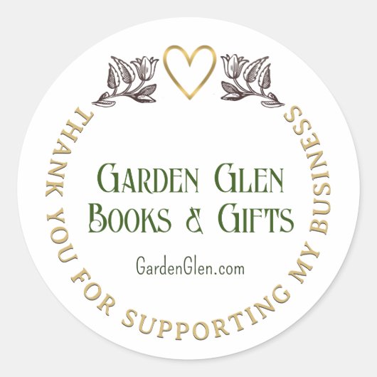 私のビジネスの花ハートをサポートしてくれてありがとう ラウンドシール (正面)