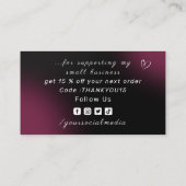 私のビジネス用ダークワインをサポートしてくれてありがとう 名刺 (裏面)