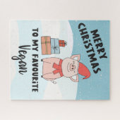 私のビーガンにメリークリスマスお気に入りのかわいい豚 ジグソーパズル (横)