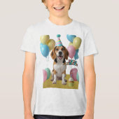 私のビーグルと誕生日の喜び トライブレンドTシャツ (正面)