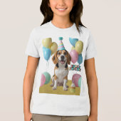 私のビーグルと誕生日の喜び トライブレンドTシャツ (正面)