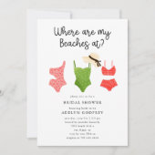 私のビーチはブライダルシャワー 招待状 (正面)
