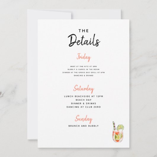 私のビーチは?バチェロレッテ日程 招待状 (裏面)