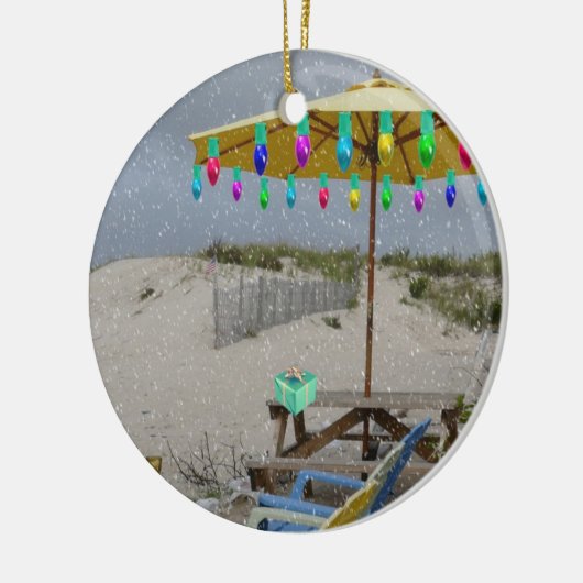 私のビーチチェアのオーナメントで雪が降っています セラミックオーナメント (左)