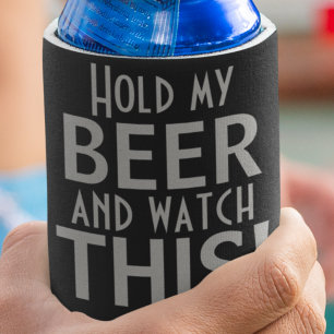 私のビールを持って、これを見る 黒とグレーおもしろい 缶クーラー