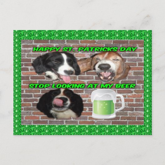 私のビールを見ストップてポストカードバスセットハウンド ポストカード (正面)